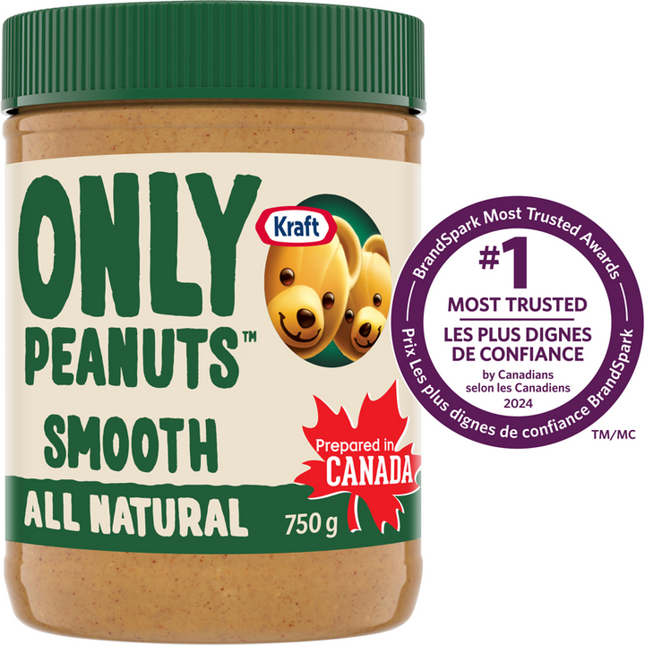 Kraft - Only Peanuts All Natural Smooth Peanut Butter - 750 g - Canadian Distribution