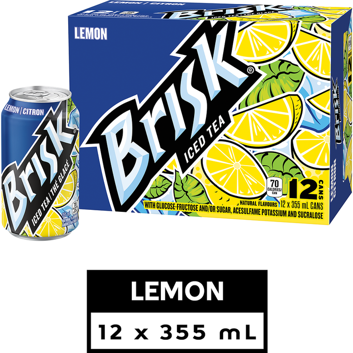 Brisk - Lemon Iced Tea - Case - 12 x 355 ml - Canadian Distribution