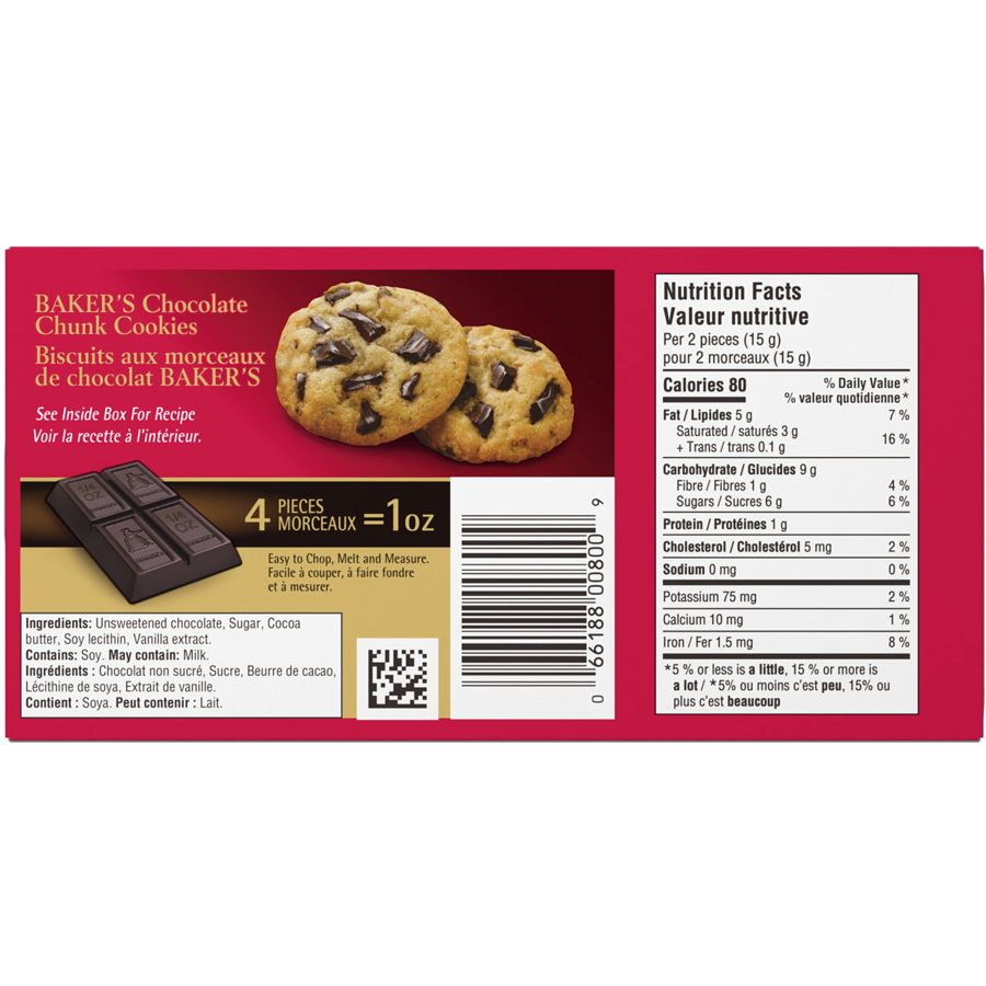 Kraft - 100% Pure Semi-Sweet Chocolate Baking Bar - 225 g - Canadian Distribution