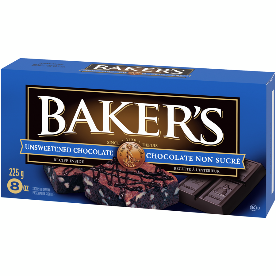 Kraft - Baker's 100% Pure Unsweetened Chocolate Baking Bar - 225 g - Canadian Distribution