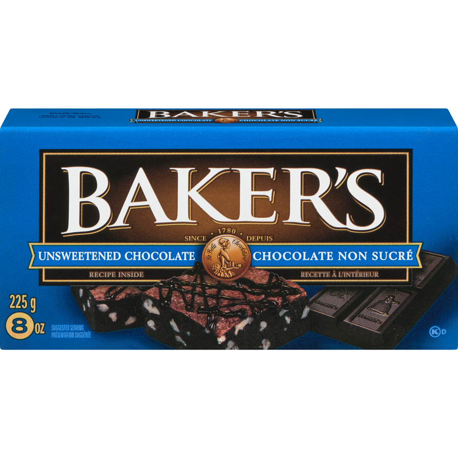 Kraft - Baker's 100% Pure Unsweetened Chocolate Baking Bar - 225 g - Canadian Distribution