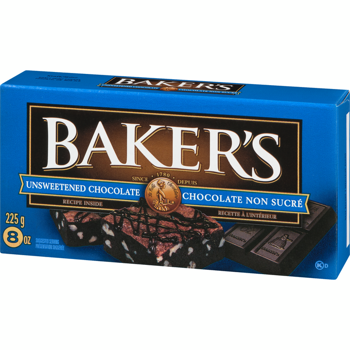 Kraft - Baker's 100% Pure Unsweetened Chocolate Baking Bar - 225 g - Canadian Distribution