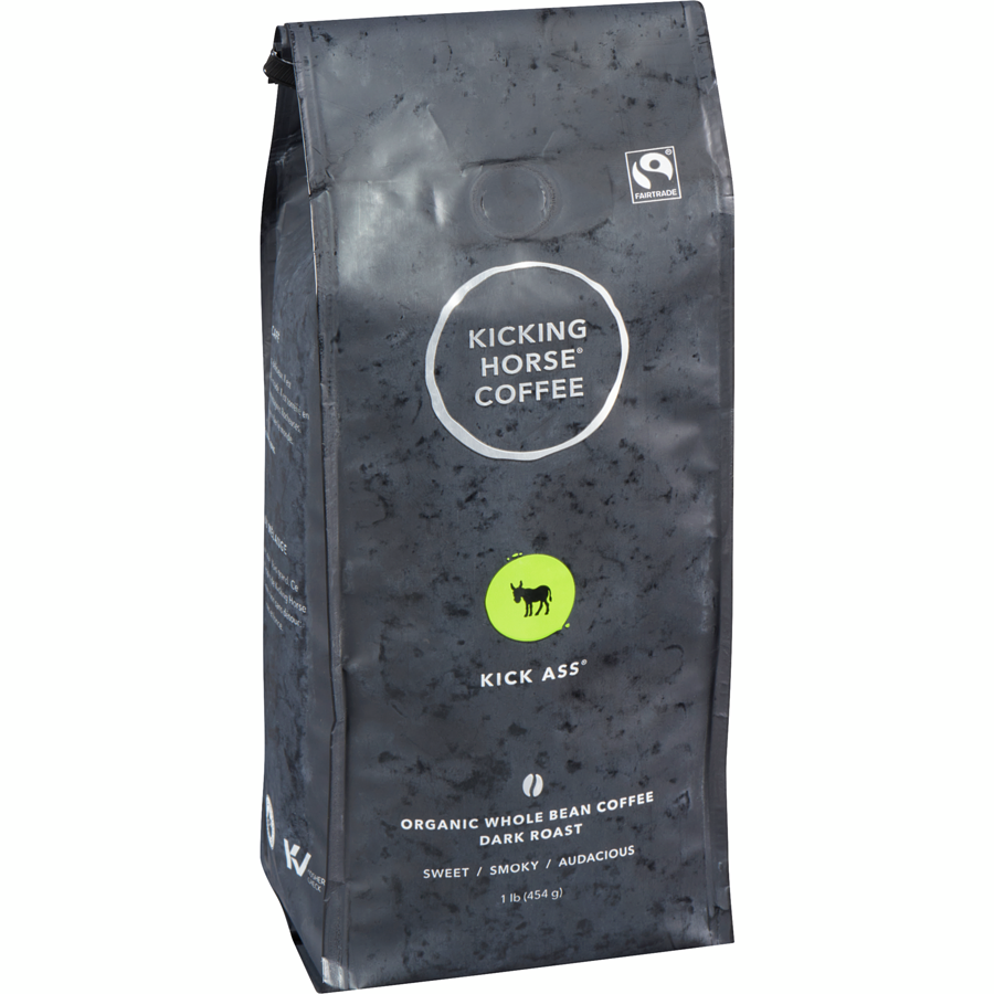 Kicking Horse - Organic Fairtrade Dark Roast Whole Bean Coffee, Kick Ass - 454 g - Canadian Distribution