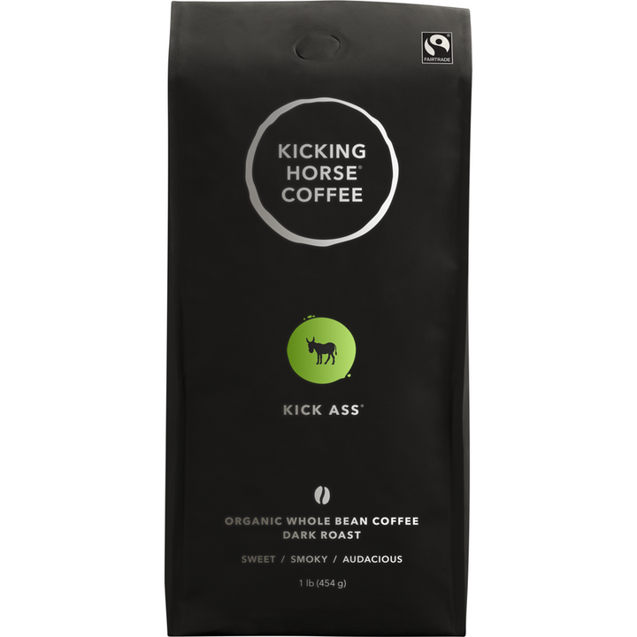 Kicking Horse - Organic Fairtrade Dark Roast Whole Bean Coffee, Kick Ass - 454 g - Canadian Distribution