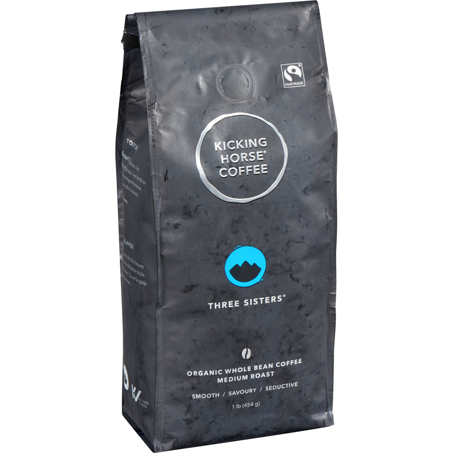 Kicking Horse - Organic Fairtrade Medium Roast Whole Bean Coffee, Three Sisters - 454 g - Canadian Distribution