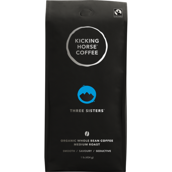 Kicking Horse - Organic Fairtrade Medium Roast Whole Bean Coffee, Three Sisters - 454 g - Canadian Distribution