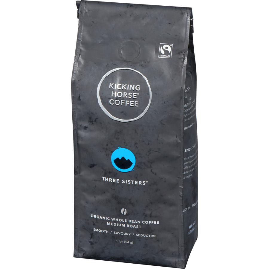 Kicking Horse - Organic Fairtrade Medium Roast Whole Bean Coffee, Three Sisters - 454 g - Canadian Distribution