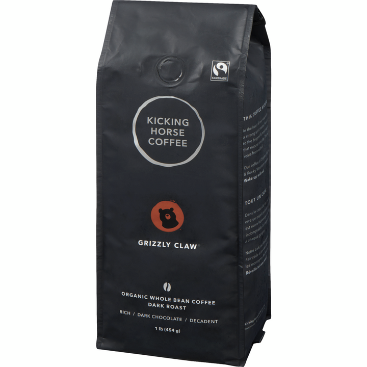 Kicking Horse - Organic Fairtrade Dark Roast Whole Bean Coffee, Grizzly Claw - 454 g - Canadian Distribution