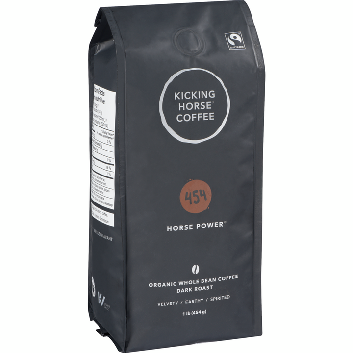 Kicking Horse - Organic Fairtrade Dark Roast Whole Bean Coffee, 454 Horse Power - 454 g - Canadian Distribution