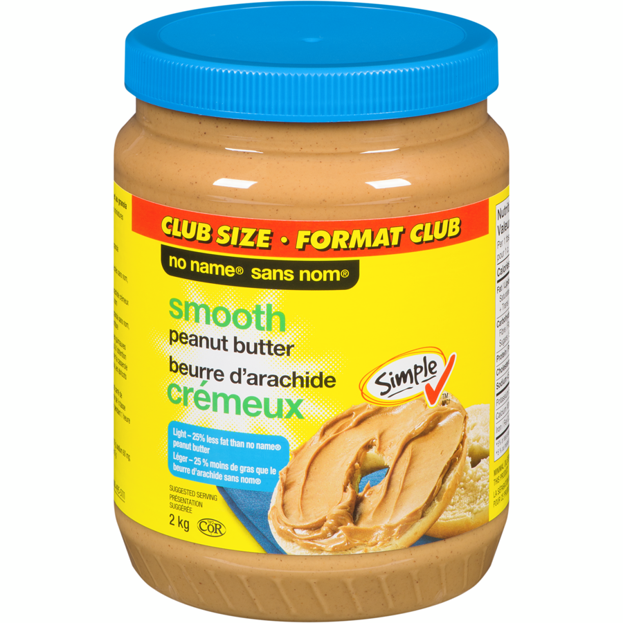 No Name - Smooth Light Peanut Butter - 2 kg - Canadian Distribution