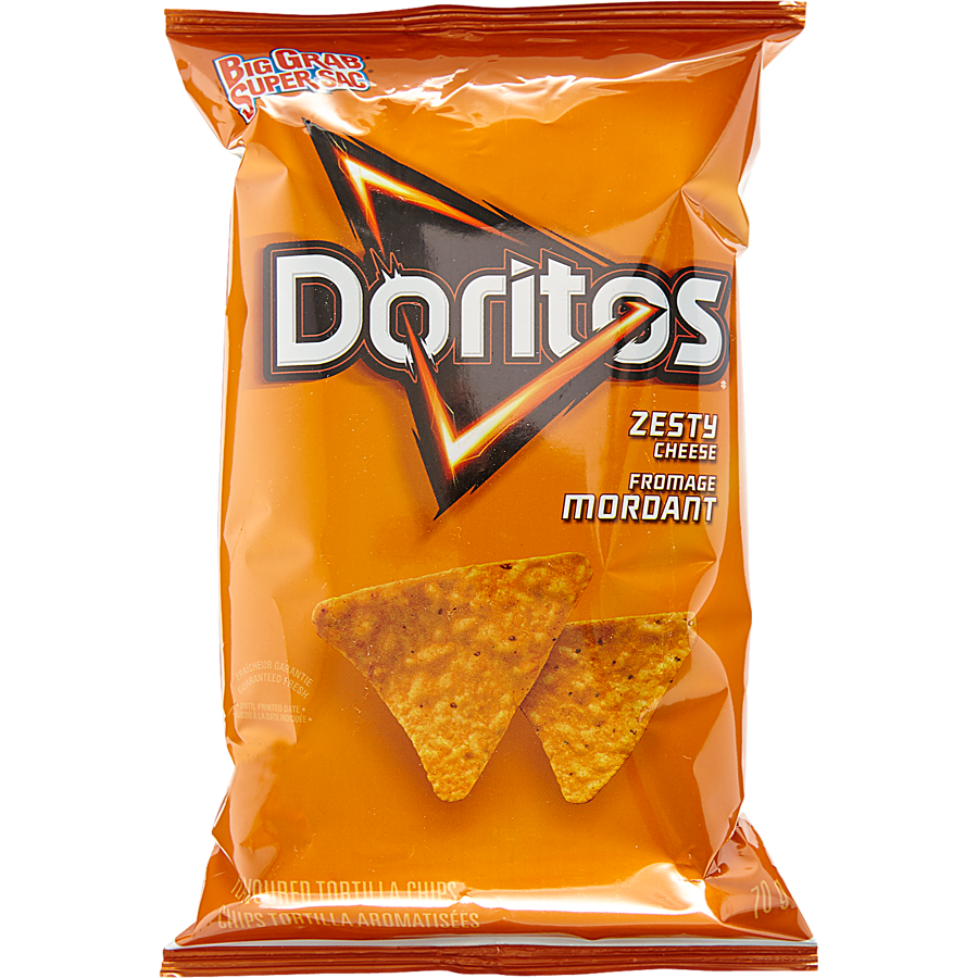 Doritos - Zesty Cheese, Vending Chips - Case - 32 x 70 g - Canadian Distribution