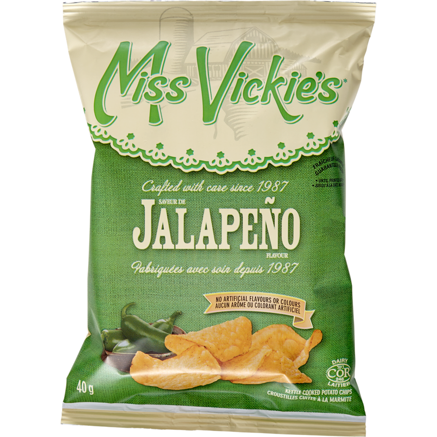 Miss Vickies - Kettle Cooked Potato Chips, Jalapeno, Vending Chips - Case - 40 x 40 g - Canadian Distribution