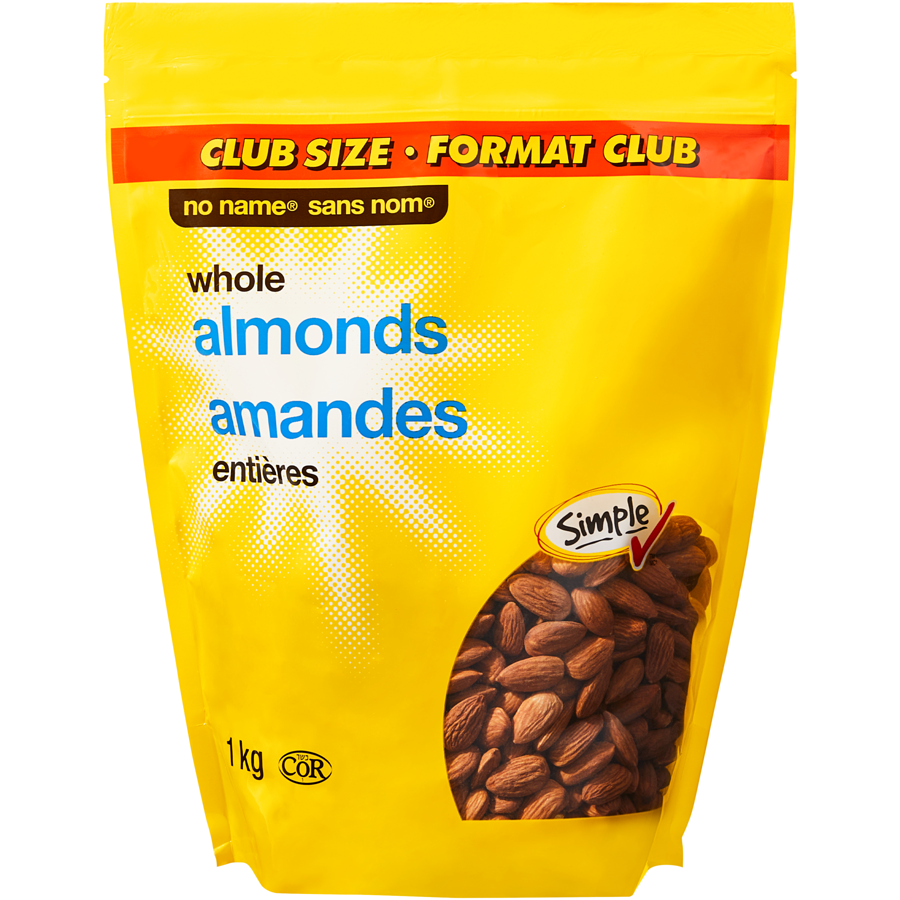 No Name - Whole Almonds - 1 kg - Canadian Distribution