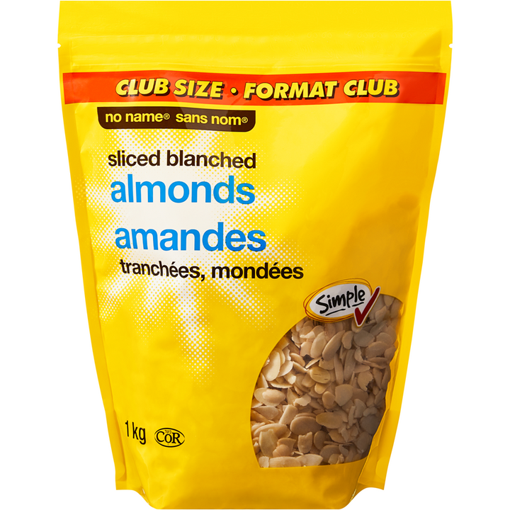 No Name - Sliced Blanched Almonds Club Size - 1 kg - Canadian Distribution