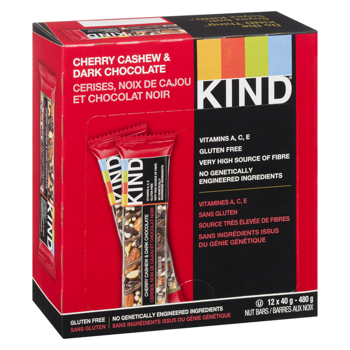 Kind Bar - Nuts Cherry & Dark Chocolate Bars - Case - 12 x 40 g - Canadian Distribution