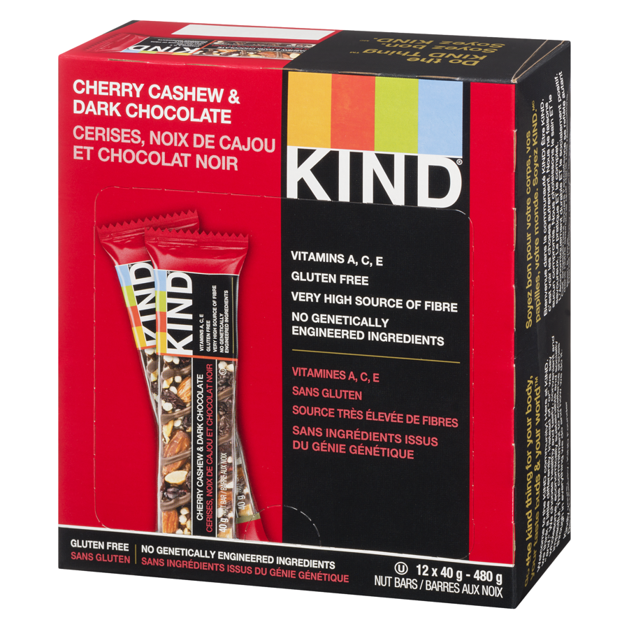 Kind Bar - Nuts Cherry & Dark Chocolate Bars - Case - 12 x 40 g - Canadian Distribution