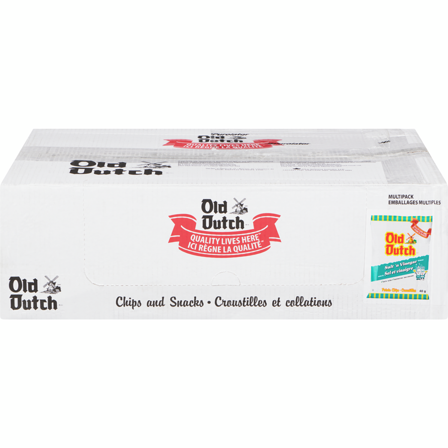 Old Dutch - Salt & Vinegar Potato Chips, Vending Chips - Case - 40 x 40 g - Canadian Distribution