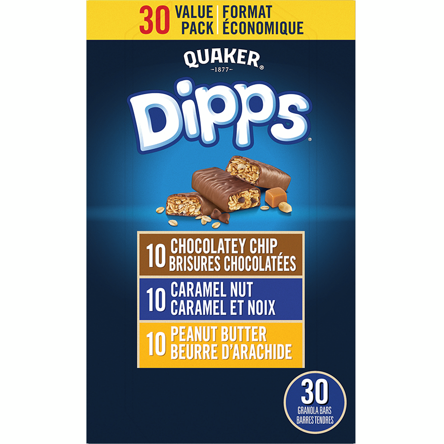 Quaker - Dipps Granola Bars - Chocolatey Chip Caramel Nut and Peanut Butter - 935 g - Canadian Distribution