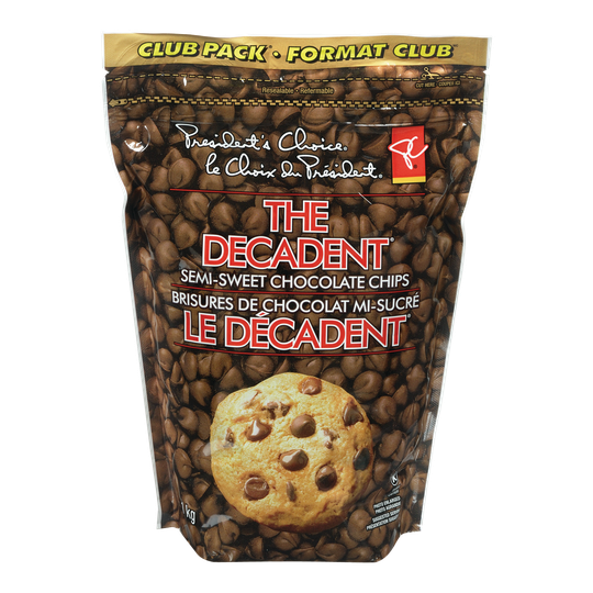 President's Choice - The Decadent Semi Sweet Chocolate Chips, Club Size - 1 kg - Canadian Distribution