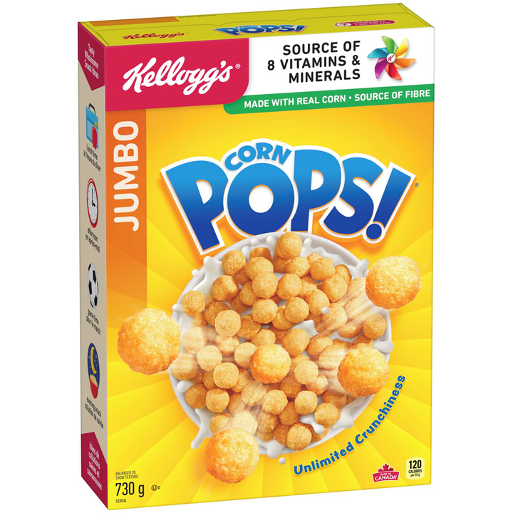 Kelloggs - Corn Pops Cereal, Jumbo Size - 730 g - Canadian Distribution