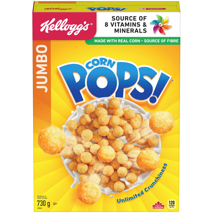 Kelloggs - Corn Pops Cereal, Jumbo Size - 730 g - Canadian Distribution