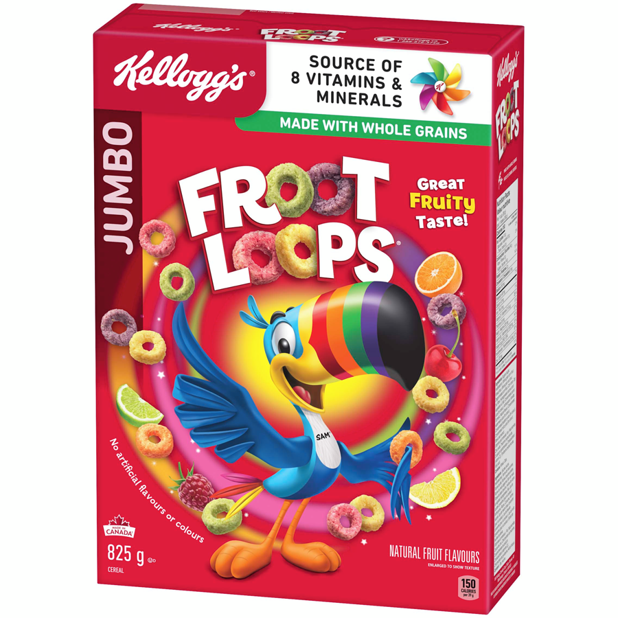 Kelloggs - Froot Loops Cereal, Jumbo Size - 825 g - Canadian Distribution