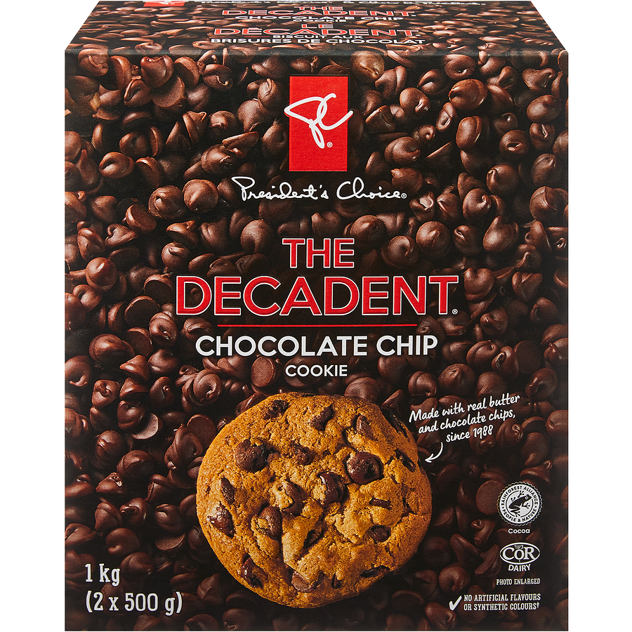 President's Choice - The Decadent Chocolate Chip Cookies - 1000 g - Canadian Distribution