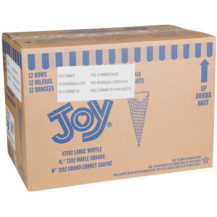 Joy - Ice Cream Waffle Cone, Large - 192 each - Canadian Distribution