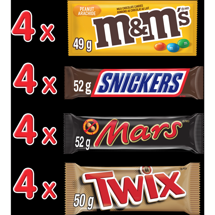 Mars - Assorted Chocolate Candy Bars, 16 Full Size Bars - 812 g - Canadian Distribution