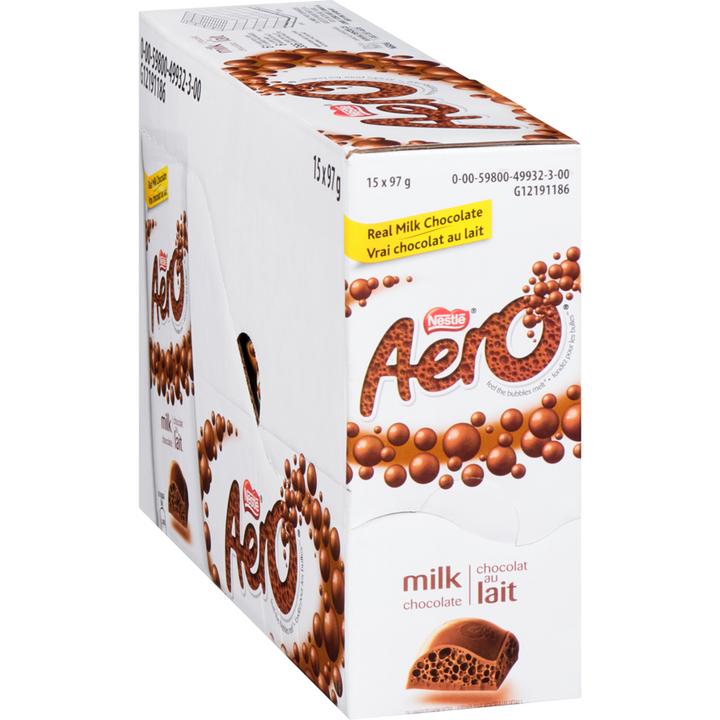 Nestlé - Aero Milk Chocolate Bar (Case of 15) - Case - 15 x 97 g - Canadian Distribution