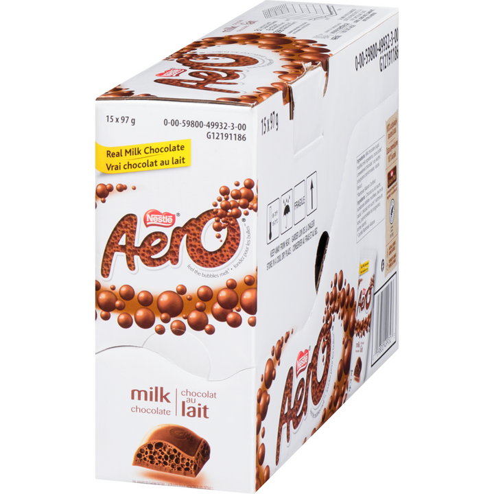 Nestlé - Aero Milk Chocolate Bar (Case of 15) - Case - 15 x 97 g - Canadian Distribution