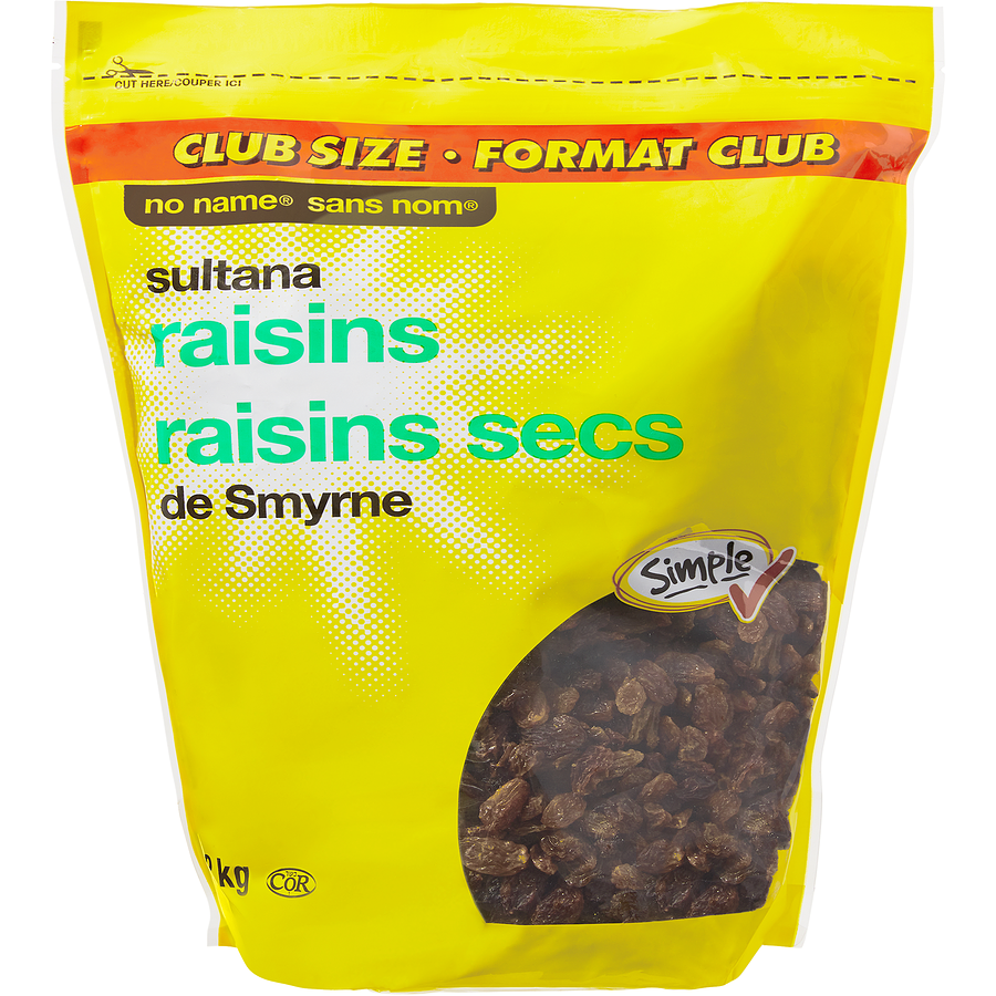 No Name - Sultana Raisins Club Size - 2 kg - Canadian Distribution