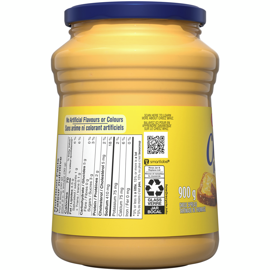 Kraft - Cheez Whiz Cheese Spread - 900 g - Canadian Distribution