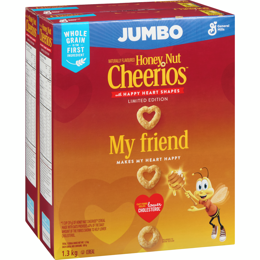 General Mills - Honey Nut Cheerios Breakfast Cereal, Jumbo Size, Whole Grains - 1300 g - Canadian Distribution