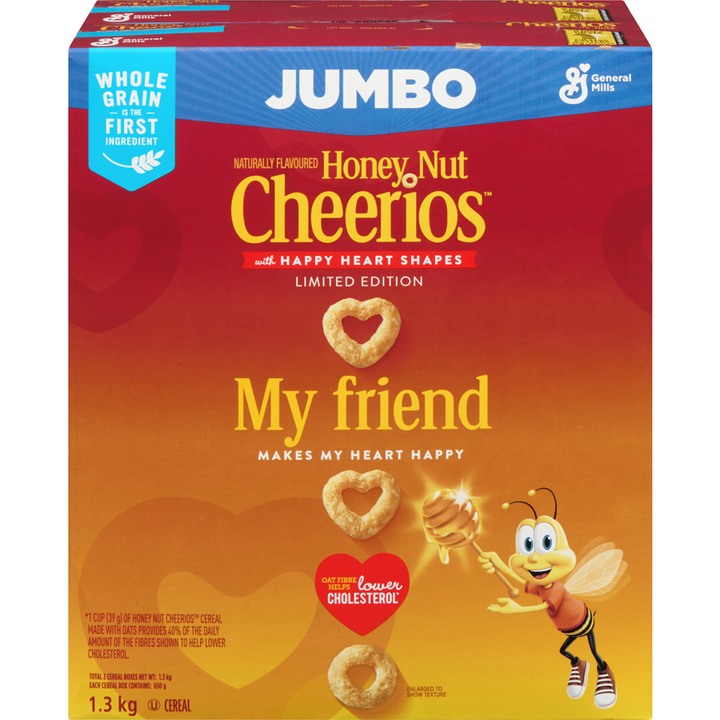 General Mills - Honey Nut Cheerios Breakfast Cereal, Jumbo Size, Whole Grains - 1300 g - Canadian Distribution