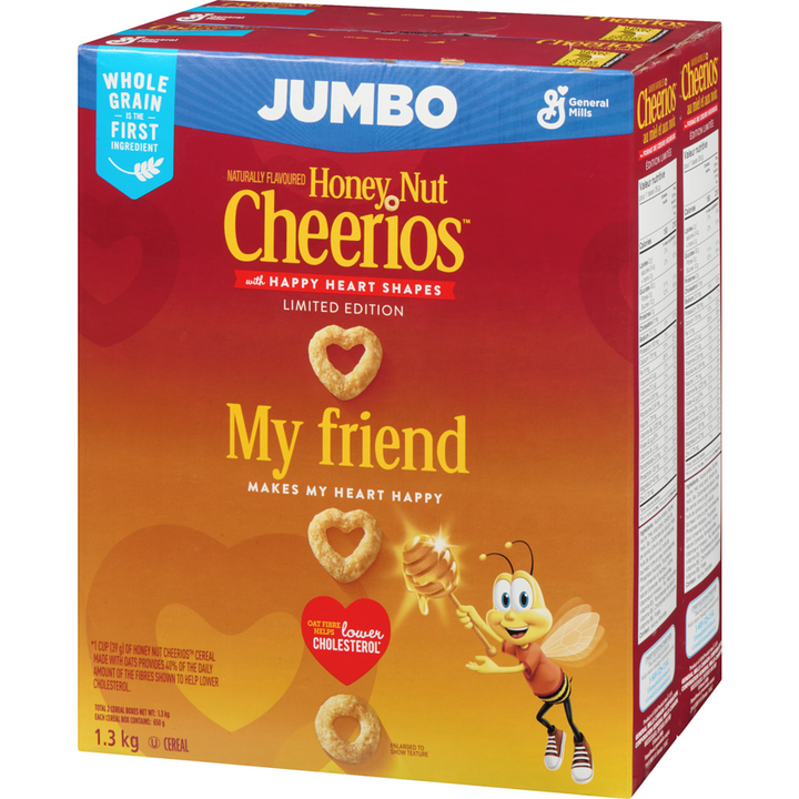 General Mills - Honey Nut Cheerios Breakfast Cereal, Jumbo Size, Whole Grains - 1300 g - Canadian Distribution