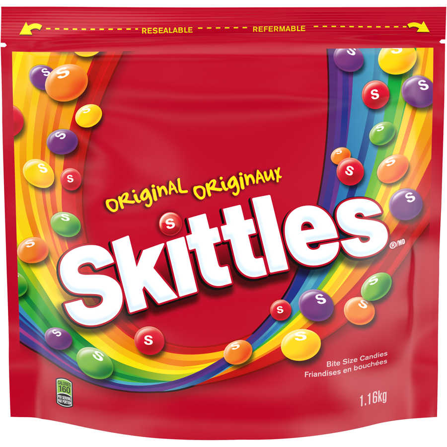 Skittles - Original Chewy Candy, Bulk Size - 1.16 kg - Canadian Distribution