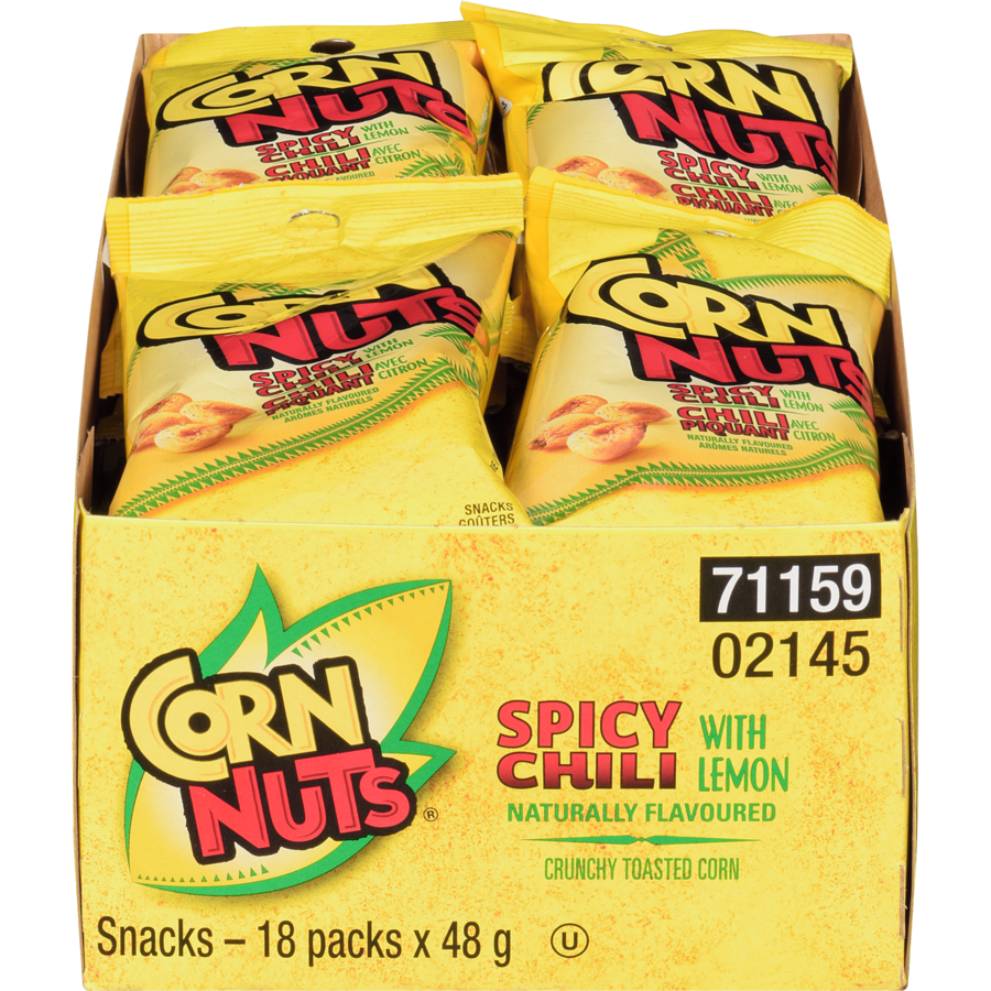 Corn Nuts - Spicy Chili with Lemon - Case - 18 x 48 g - Canadian Distribution