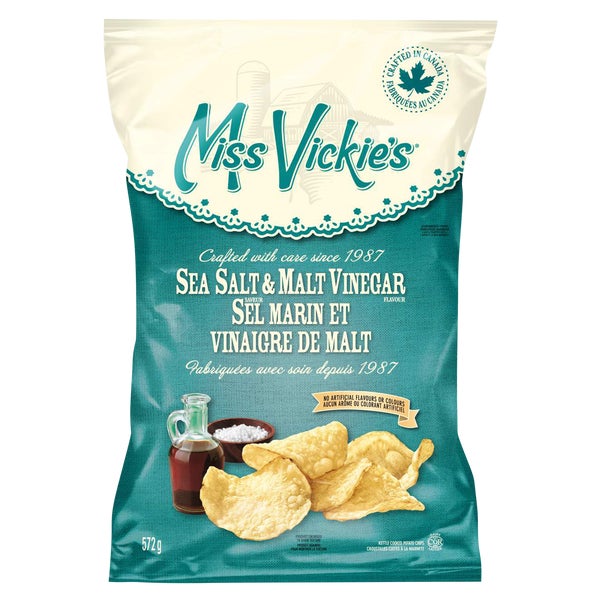 Sea Salt and Malt Vinegar Chips - 4 x 572 g - Miss Vickie’s - Canadian Distribution