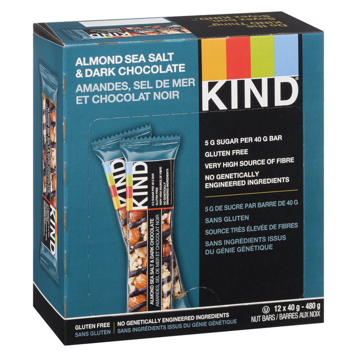 Kind Bar - Nuts, Sea Salt & Dark Chocolate Bars - Case - 12 x 40 g - Canadian Distribution