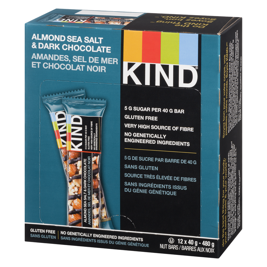 Kind Bar - Nuts, Sea Salt & Dark Chocolate Bars - Case - 12 x 40 g - Canadian Distribution