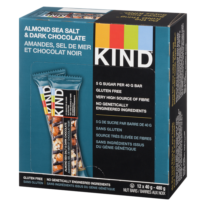 Kind Bar - Nuts, Sea Salt & Dark Chocolate Bars - Case - 12 x 40 g - Canadian Distribution