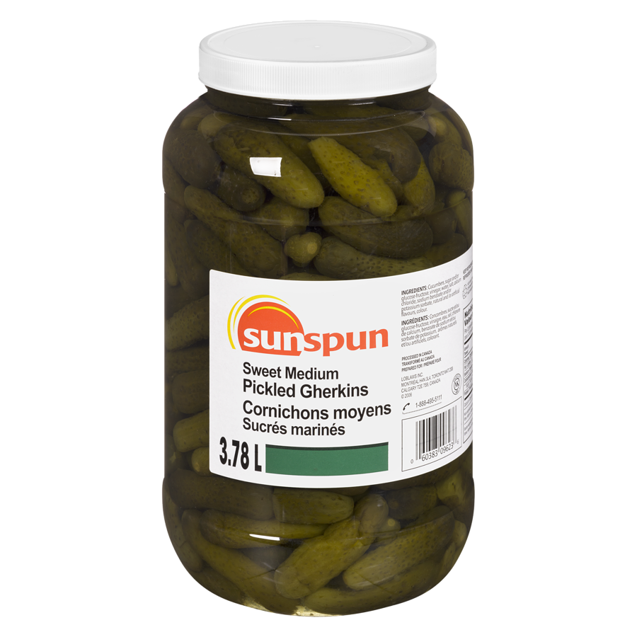 Sunspun - Sweet Medium Pickled Gherkins - 3.78 L - Canadian Distribution