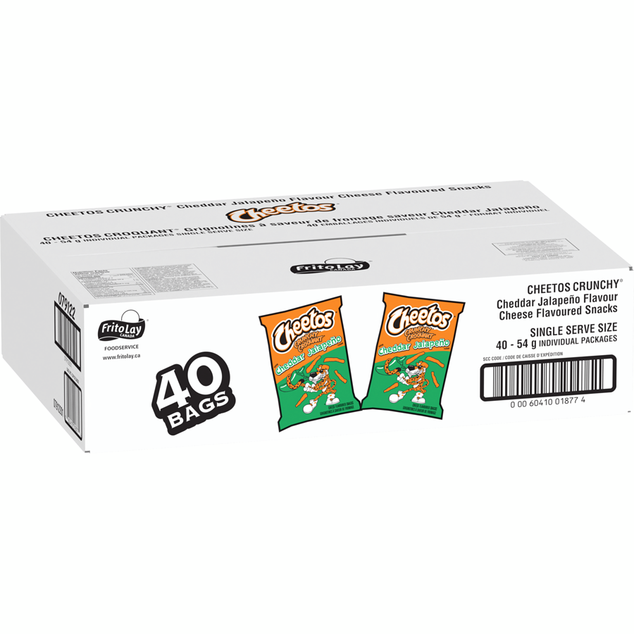 Cheetos - Crunchy Snacks, Cheddar Jalapeno - Case - 40 x 54 g - Canadian Distribution