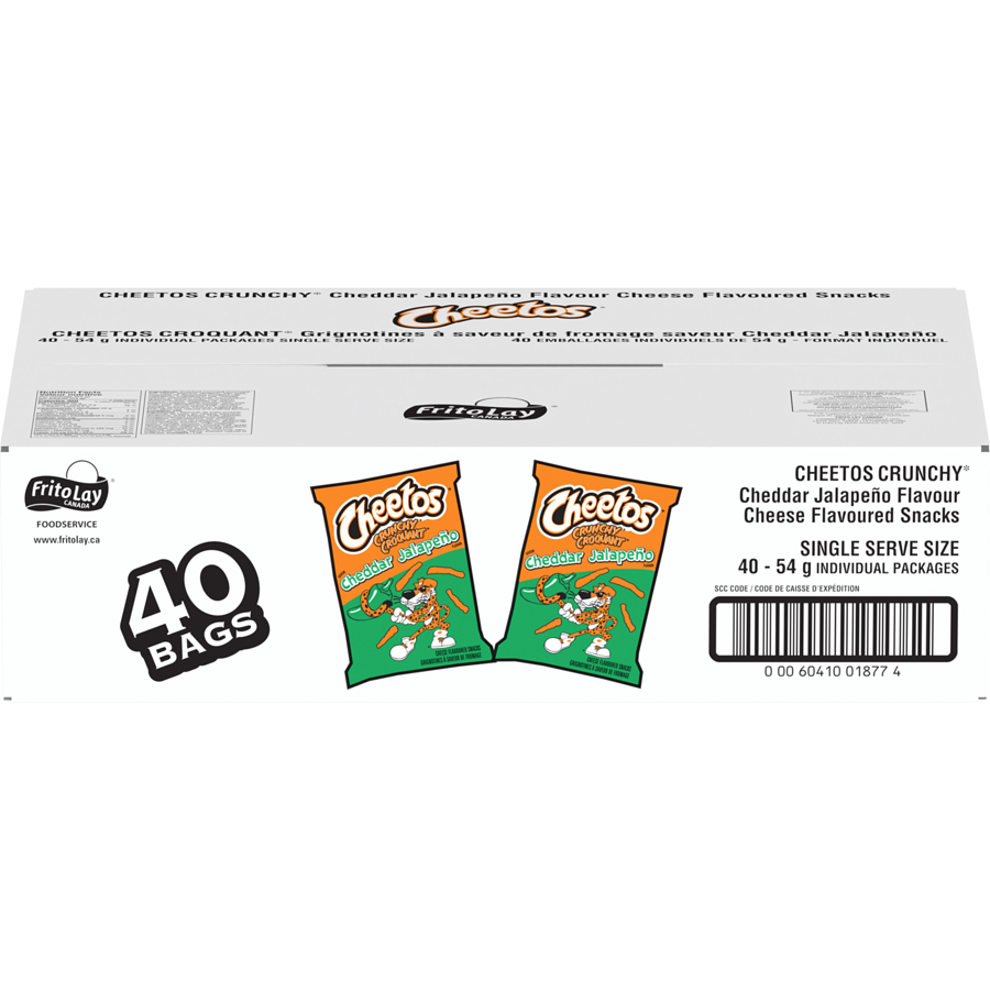 Cheetos - Crunchy Snacks, Cheddar Jalapeno - Case - 40 x 54 g - Canadian Distribution