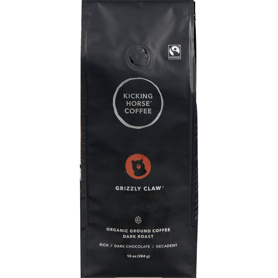 Kicking Horse - Organic Fairtrade Dark Roast Ground Coffee, Grizzly Claw - 284 g - Canadian Distribution