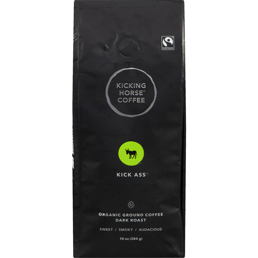 Kicking Horse - Organic Fairtrade Dark Roast Ground Coffee, Kick Ass - 284 g - Canadian Distribution