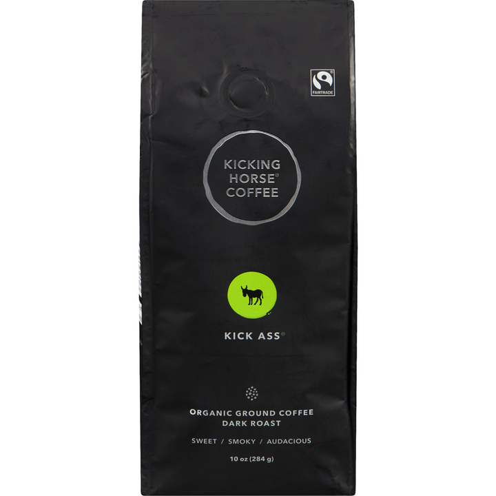 Kicking Horse - Organic Fairtrade Dark Roast Ground Coffee, Kick Ass - 284 g - Canadian Distribution