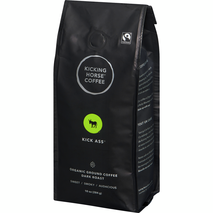 Kicking Horse - Organic Fairtrade Dark Roast Ground Coffee, Kick Ass - 284 g - Canadian Distribution