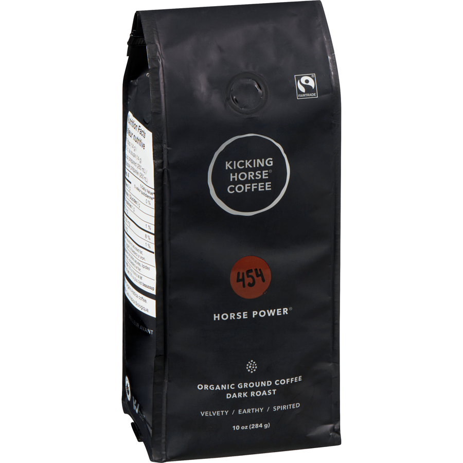 Kicking Horse - Organic Fairtrade Dark Roast Ground Coffee, 454 Horse Power - 284 g - Canadian Distribution